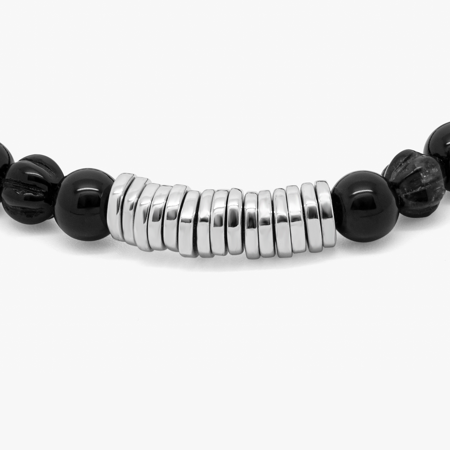 Classic Discs Beaded Bracelet With Black Agate