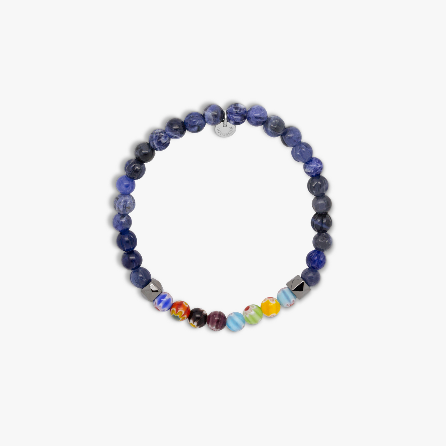 Millefiori Beaded Bracelet With Blue Sodalite 