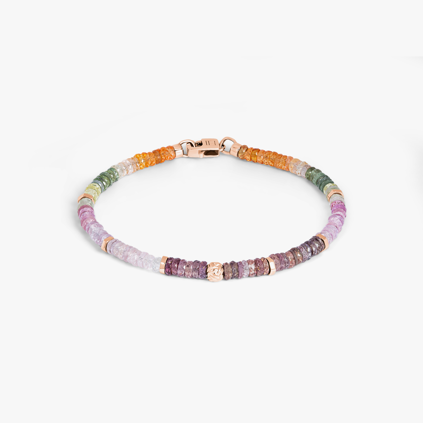 Nodo bracelet with multi-colour sapphire and rose gold plated sterling silver