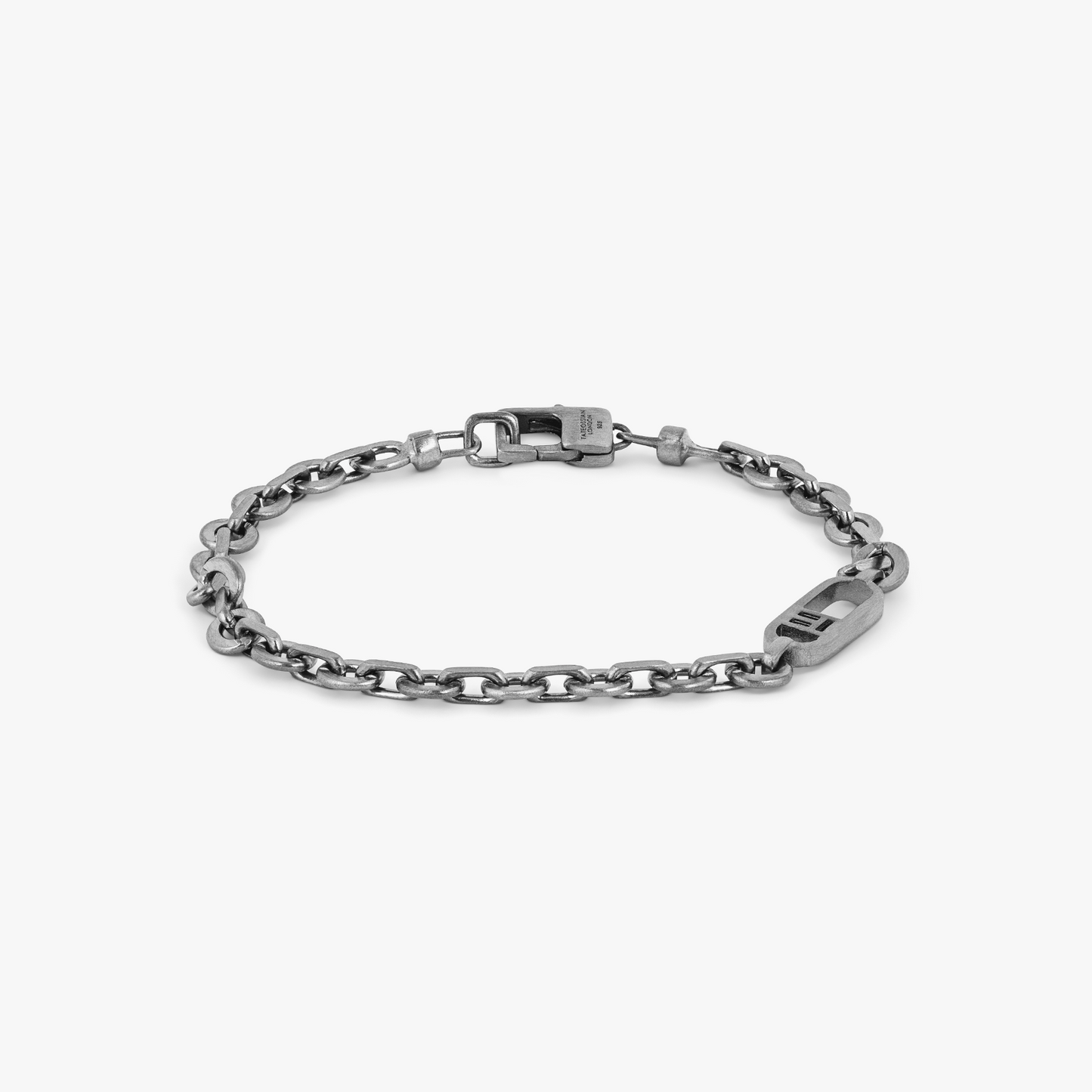 Catena Signifier Rogato Rolo Chain Bracelet in Black Rhodium Silver with "T" Logo