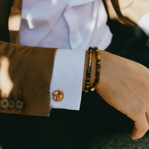 Viper Cufflinks in Yellow Gold & Red Enamel