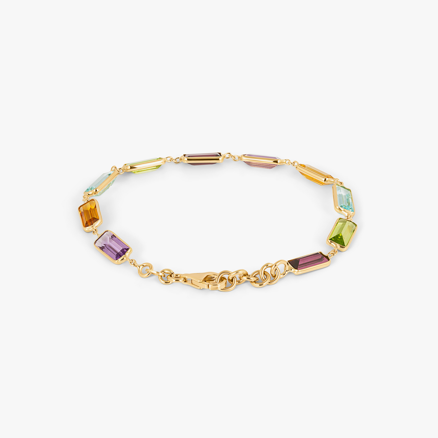 Rainbow Baguette Bracelet In 18K Yellow Gold