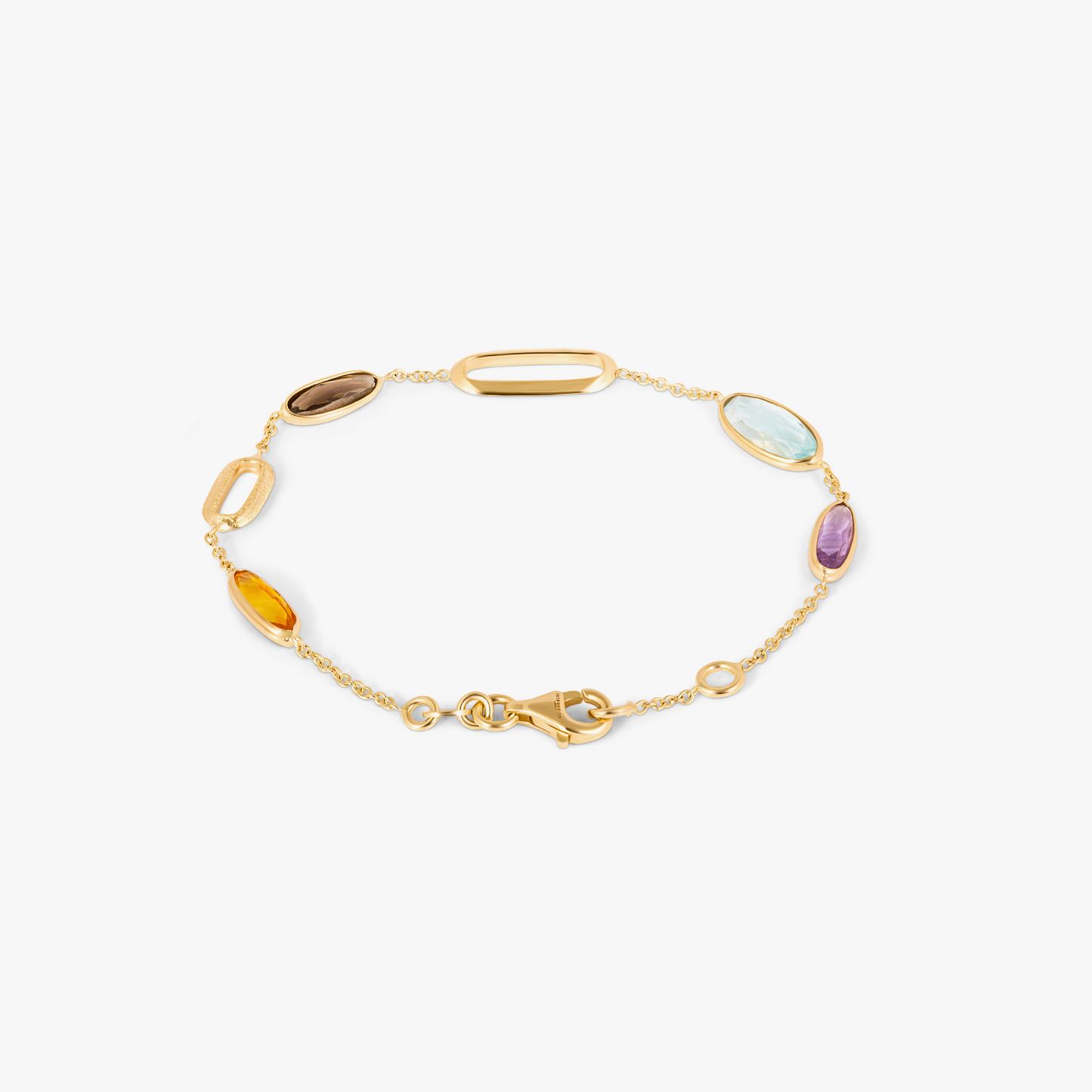 Obi Canna Bracelet In 14K Yellow Gold With Amethyst, Cytrine and Topaz