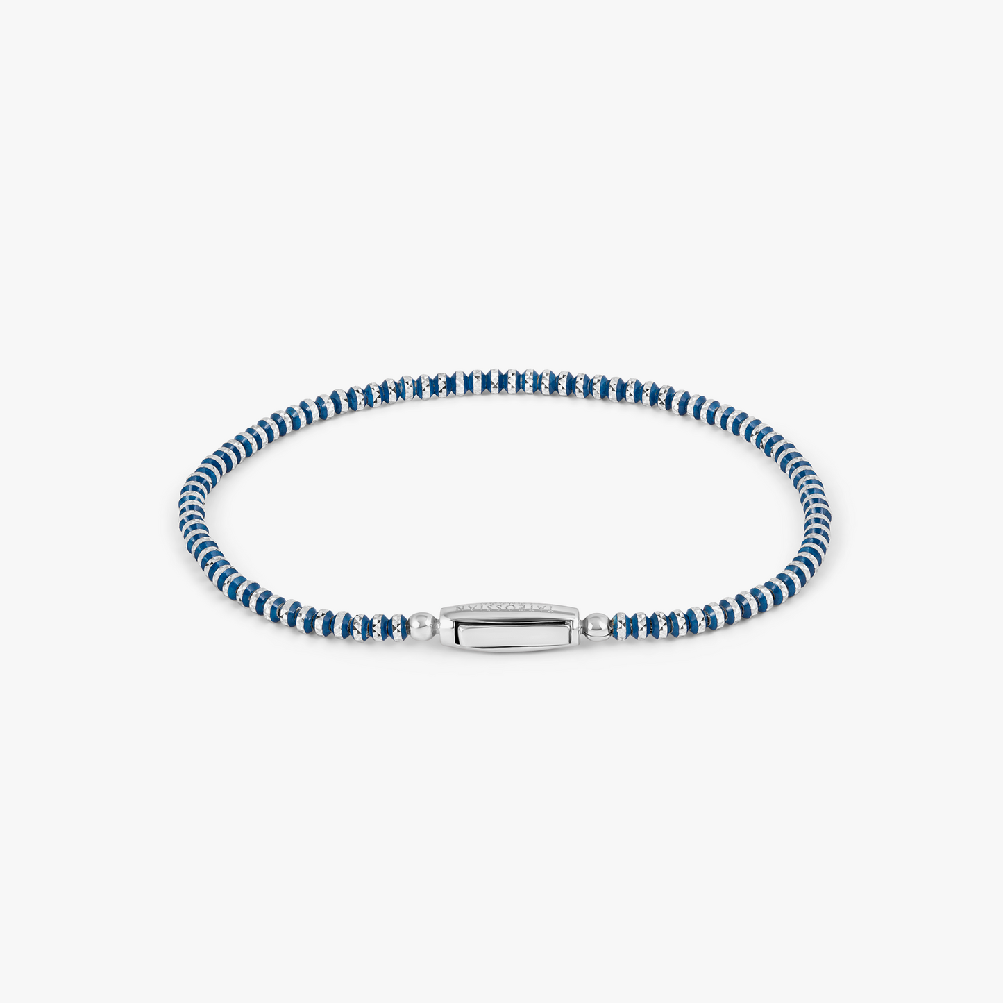 Prism Bracelet with Galvanic Plated Silver Beads in Blue