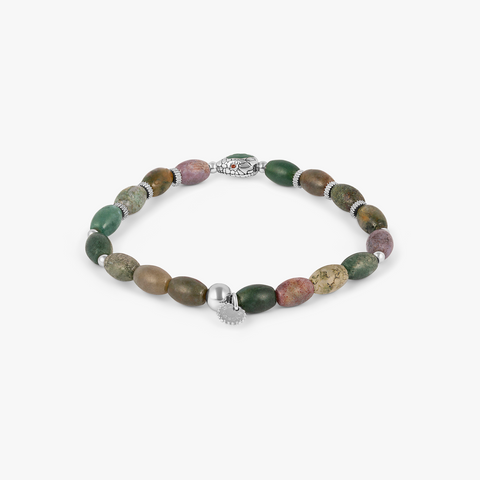 Viper Bracelet In Rhodium & Indian Jasper