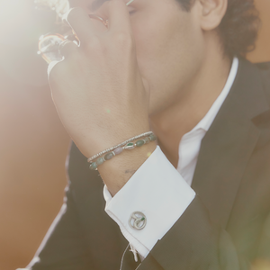 Viper Cufflinks in Palladium & Green Enamel