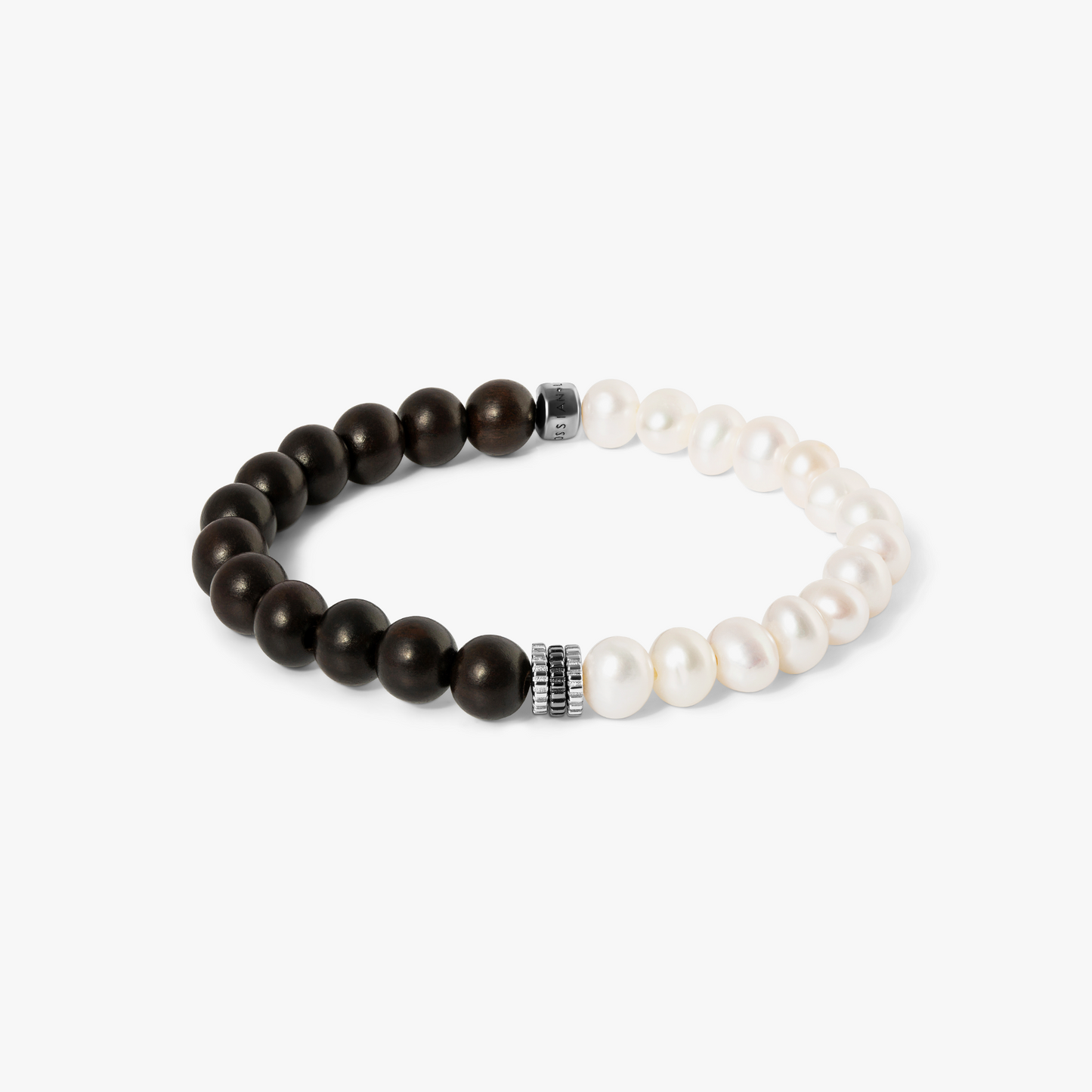 Gear Trio Bracelet With Wood Beads & White Pearls