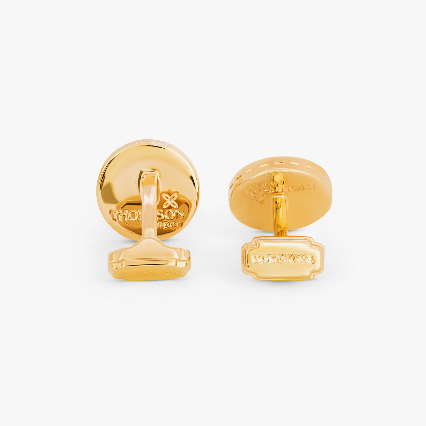 THOMPSON Tambor Cufflinks in Yellow Gold Plated with Red Tiger Eye