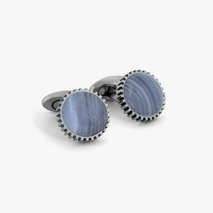 Titanium Classic Cufflinks in Blue Lace Agate