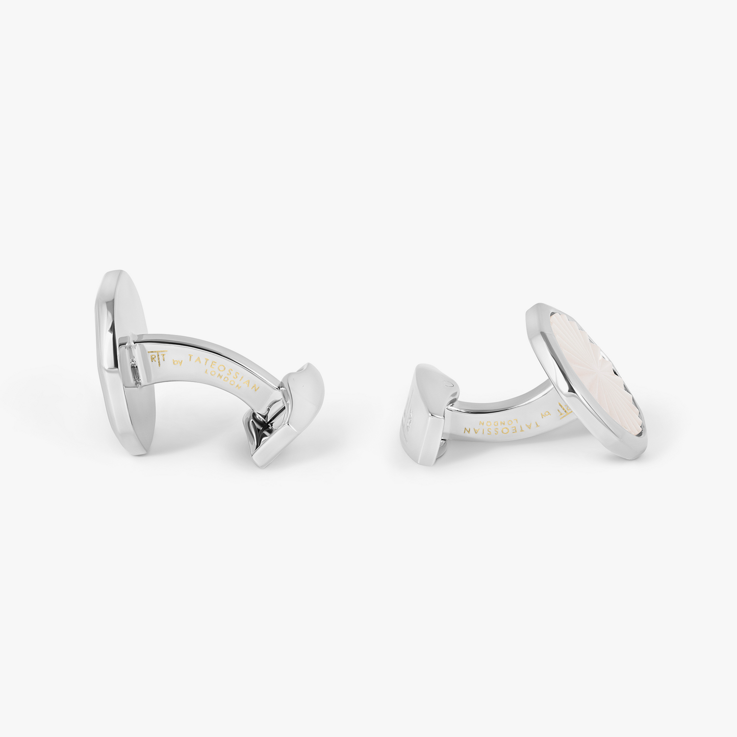 Sunburst Cufflinks in Palladium & White Mother of Pearl