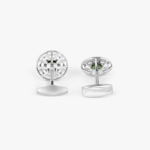 Satellite Cufflinks in Rhodium & Green Tourmaline