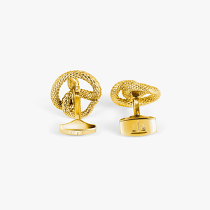 Viper Cufflinks in Yellow Gold & Red Enamel