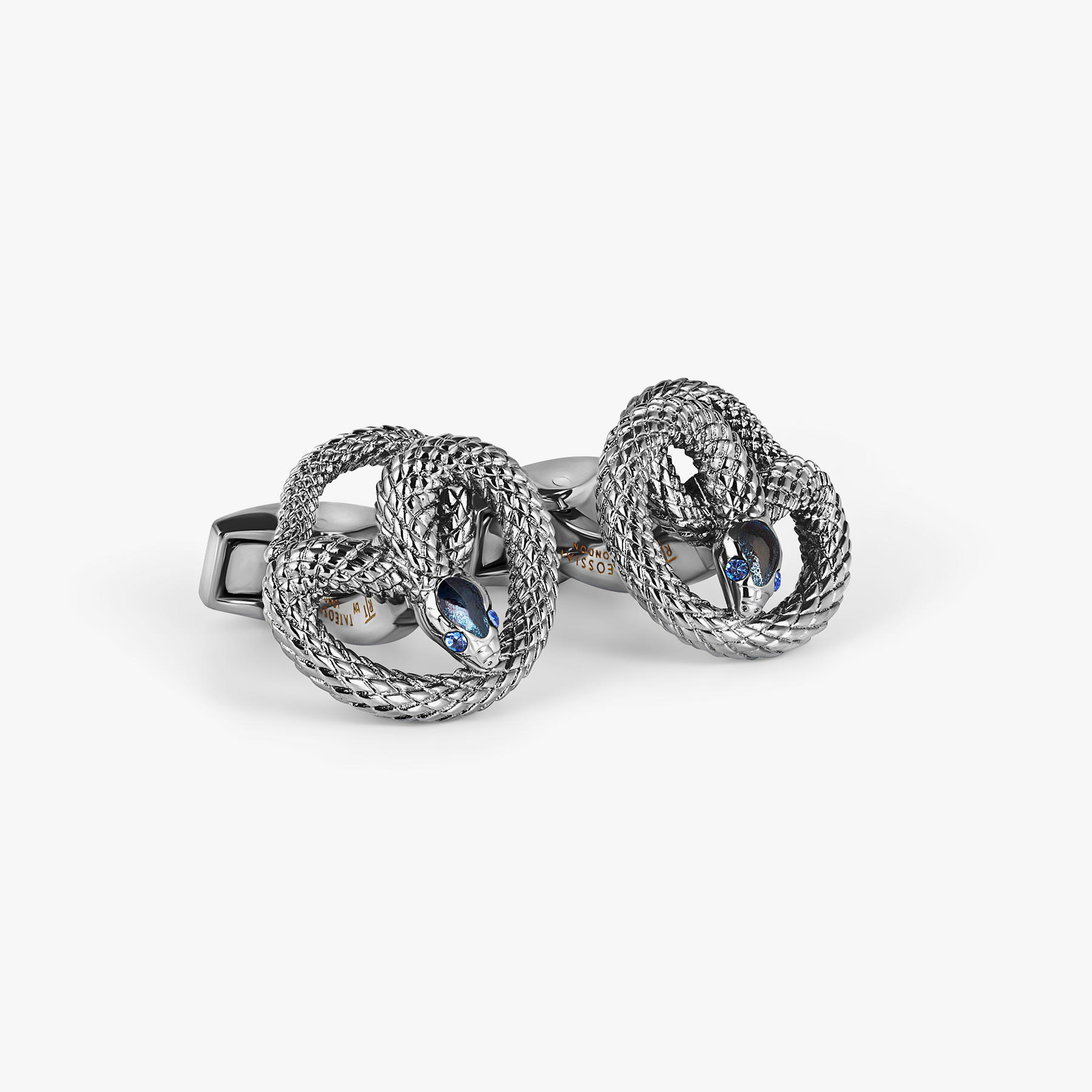 Tateossian Viper Cufflinks in Gunmetal & Navy Enamel