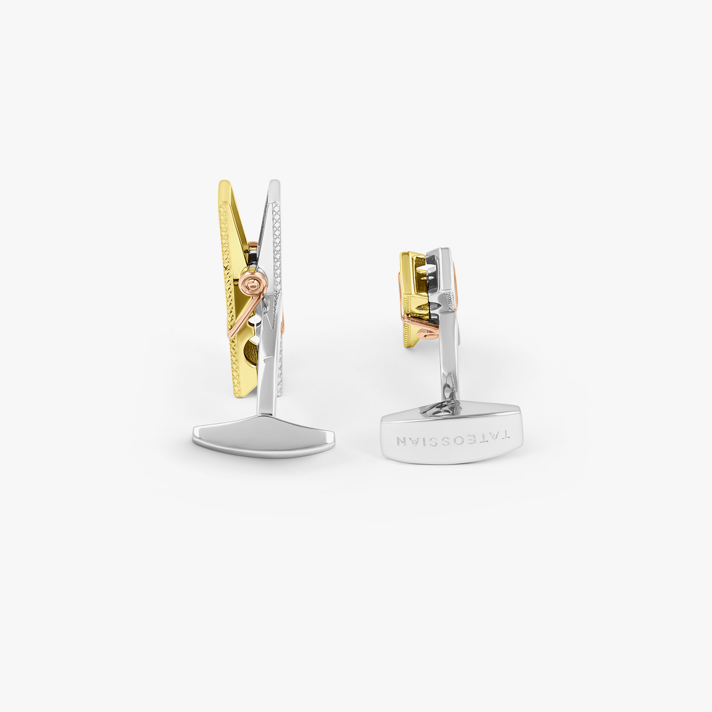 Mayfair Peg Cufflinks in 18K Yellow Gold & Rhodium