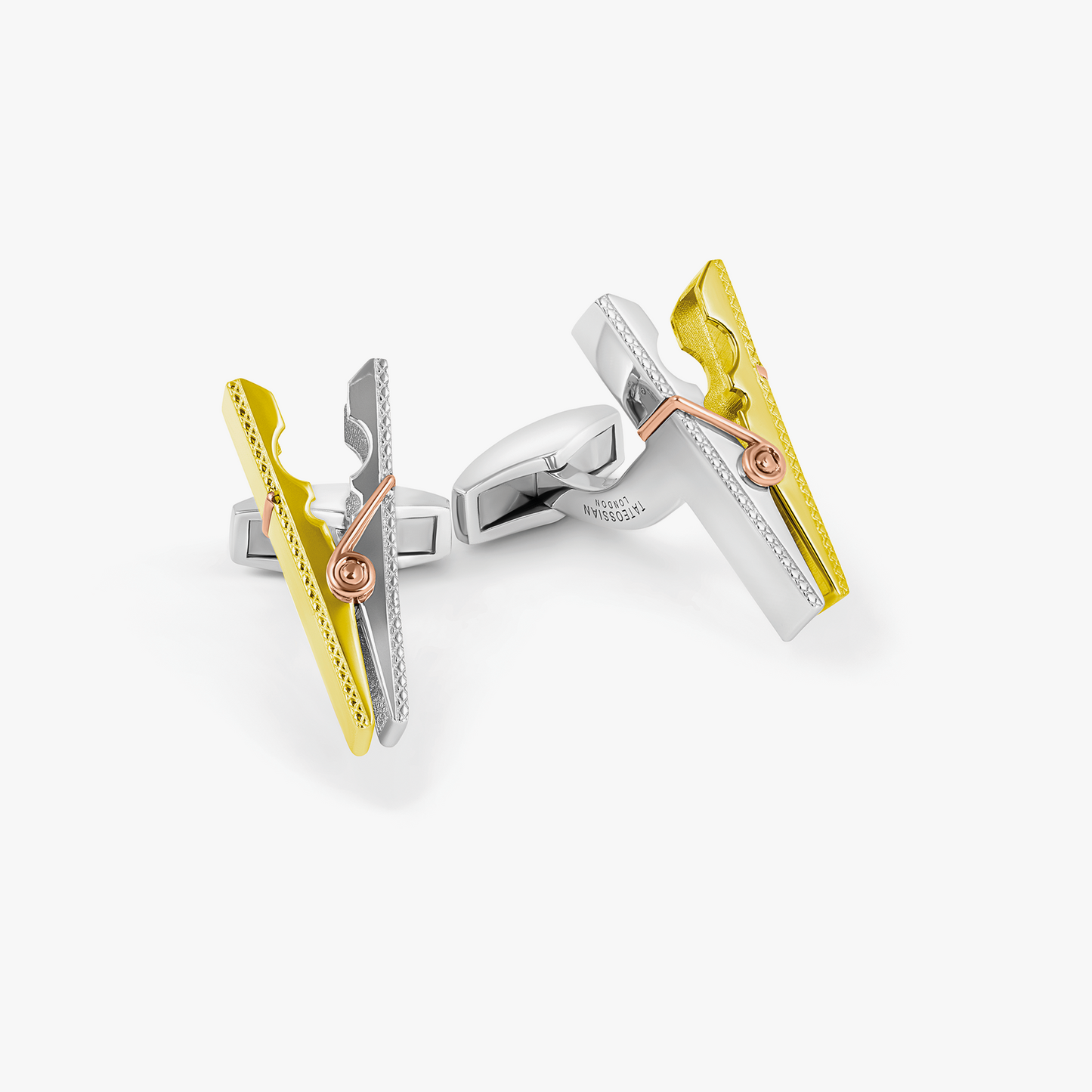 Mayfair Peg Cufflinks in 18K Yellow Gold & Rhodium