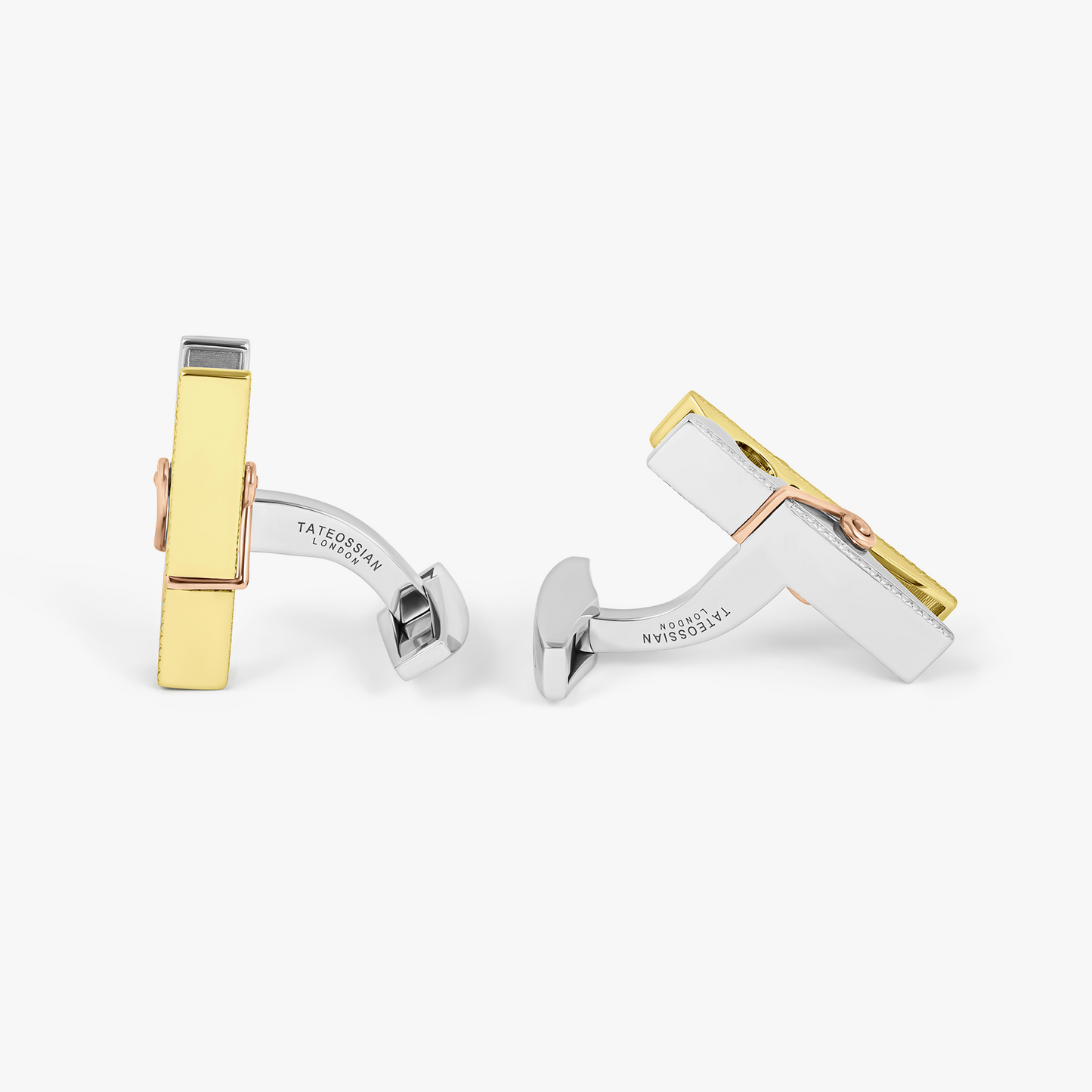 Mayfair Peg Cufflinks in 18K Yellow Gold & Rhodium