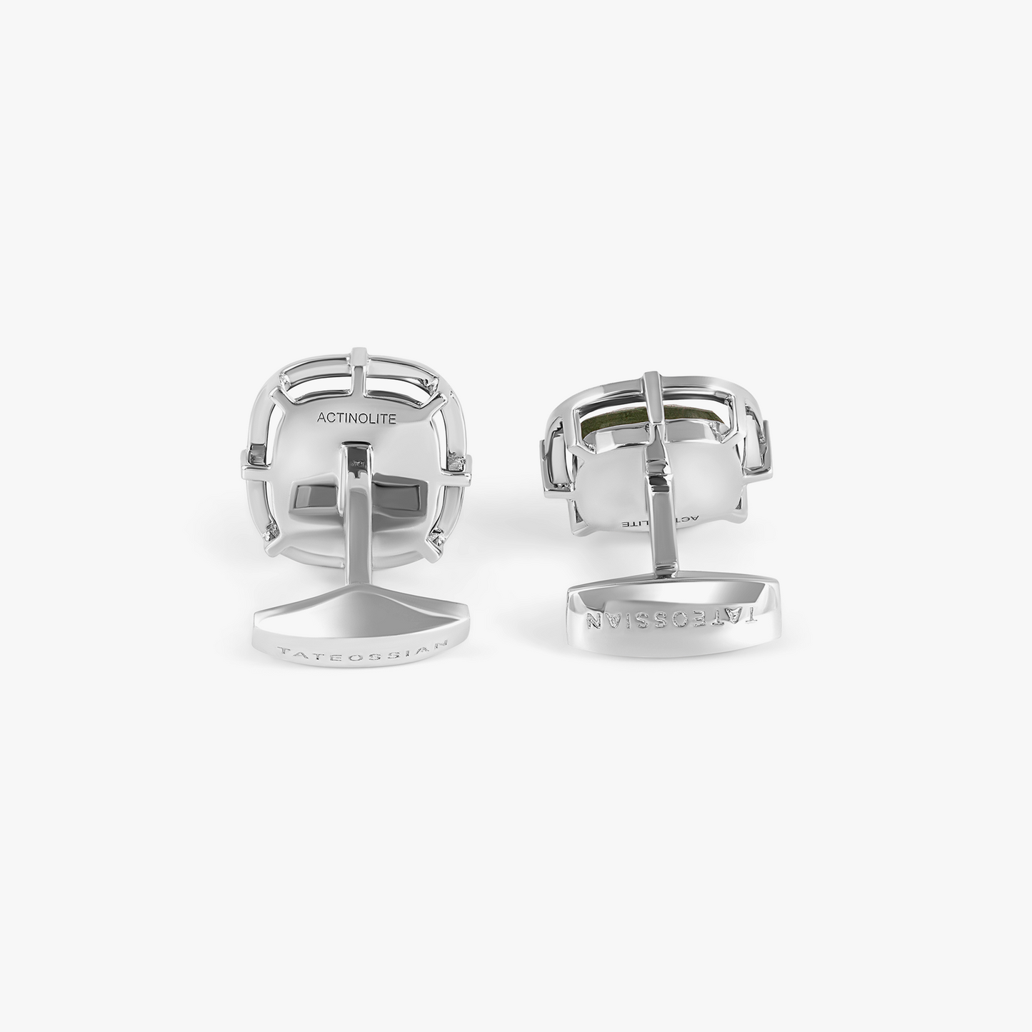 Actinolite Cufflinks in Rhodium & Actinolite