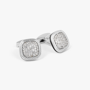 Diamond Signature Cufflinks in Rhodium & White Sapphire