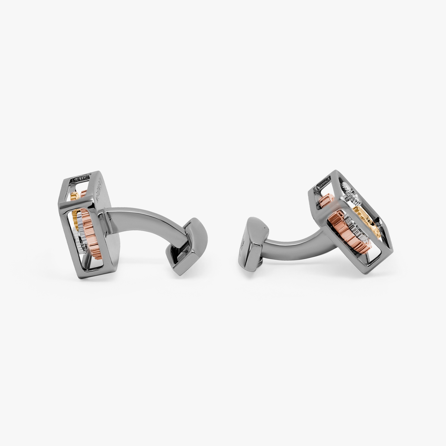 Square Gear Cufflinks In Black Gunmetal Plated