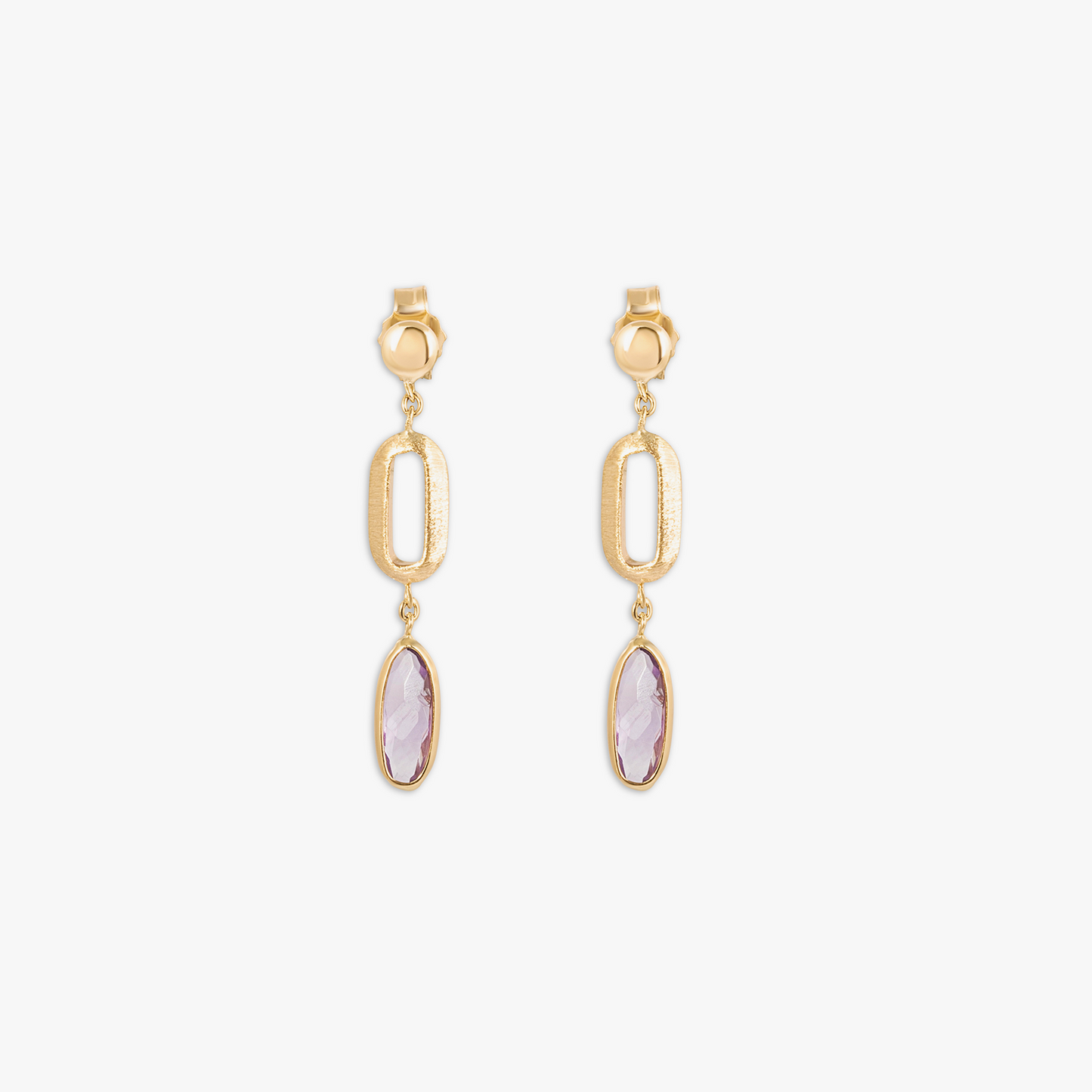 Obi Canna Earrings In 14K Yellow Gold With Amethyst, Cytrine and Topaz