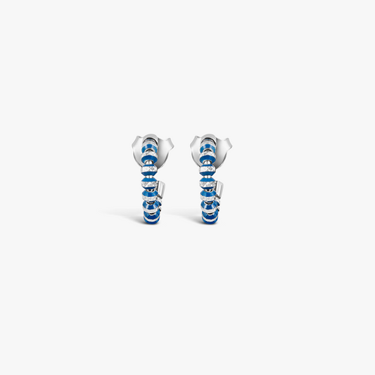 Prism Earrings with Galvanic Plated Silver Beads in Blue