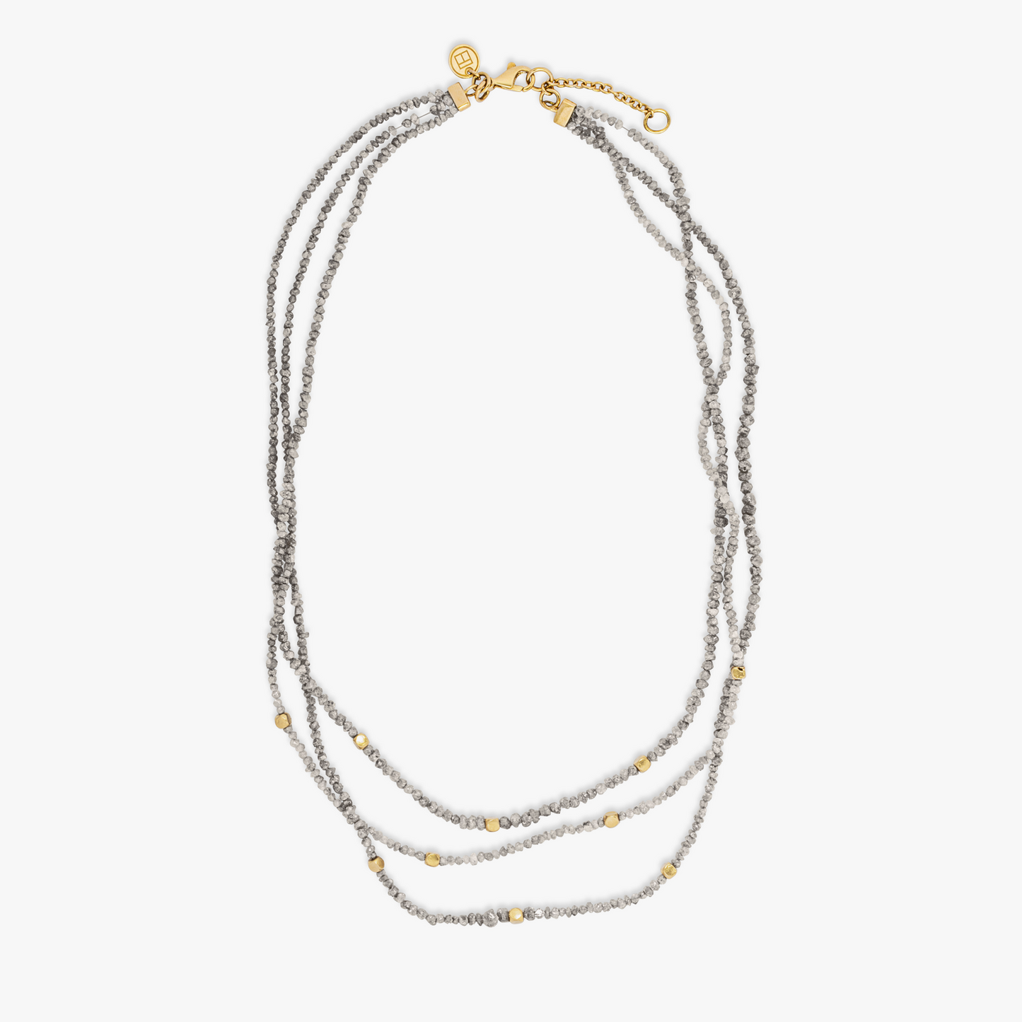 Rough grey diamond necklace with 18k gold