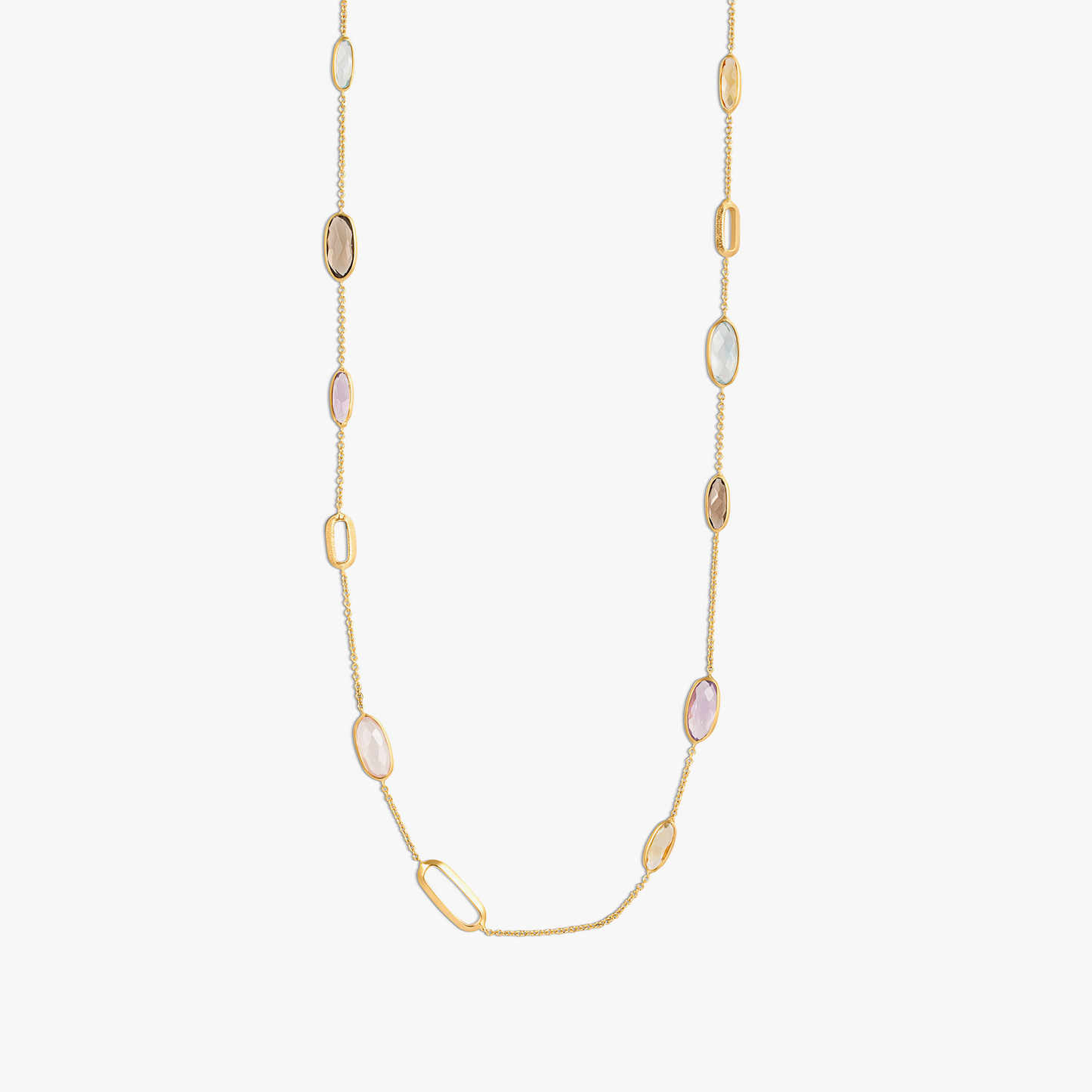 Obi Canna Necklace In 14K Yellow Gold With Amethyst, Cytrine and Topaz