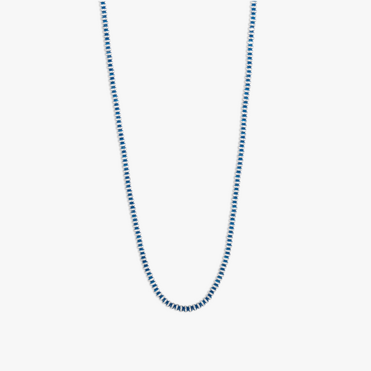 Prism Necklace with Galvanic Plated Silver Beads in Blue