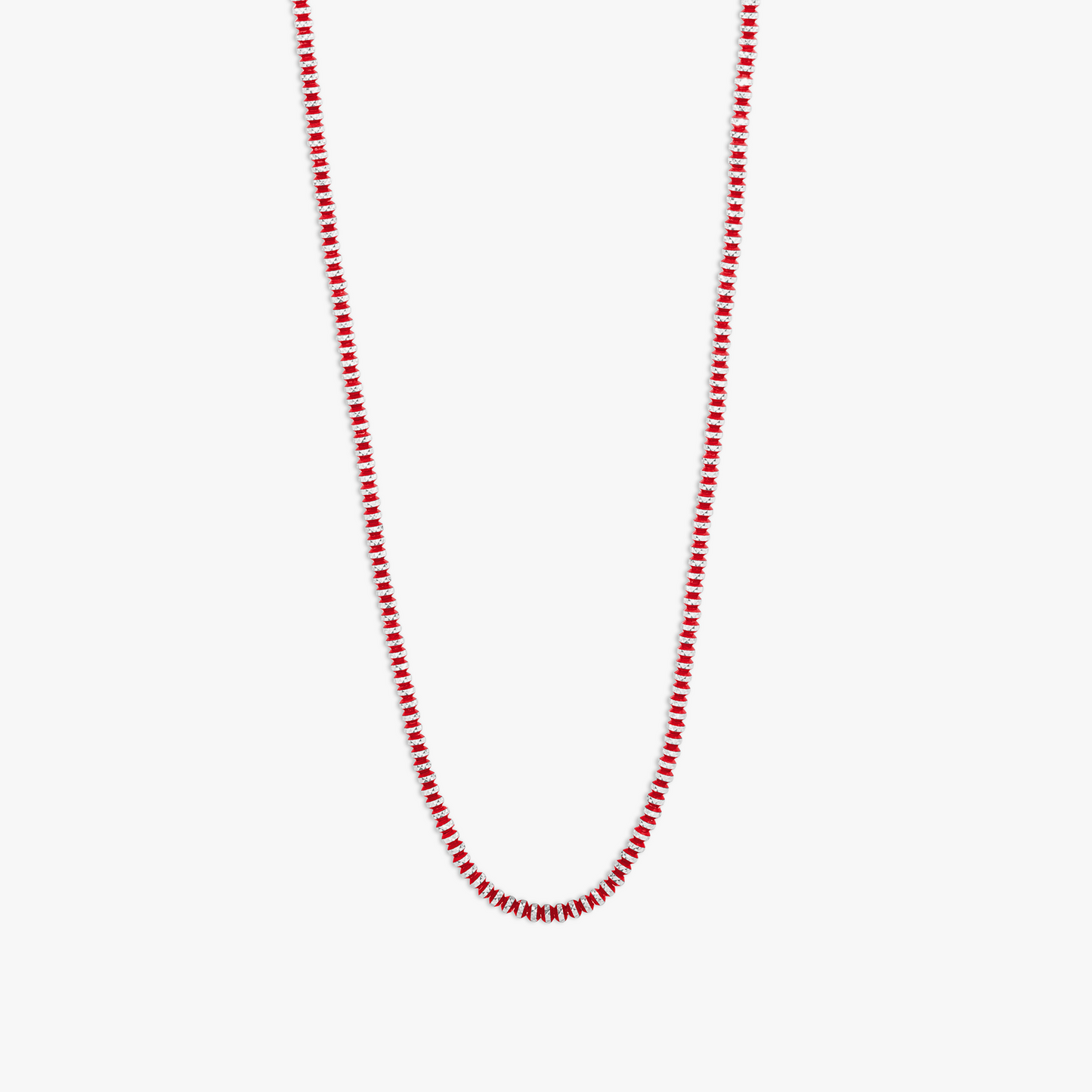 Prism Necklace with Galvanic Plated Silver Beads in Red