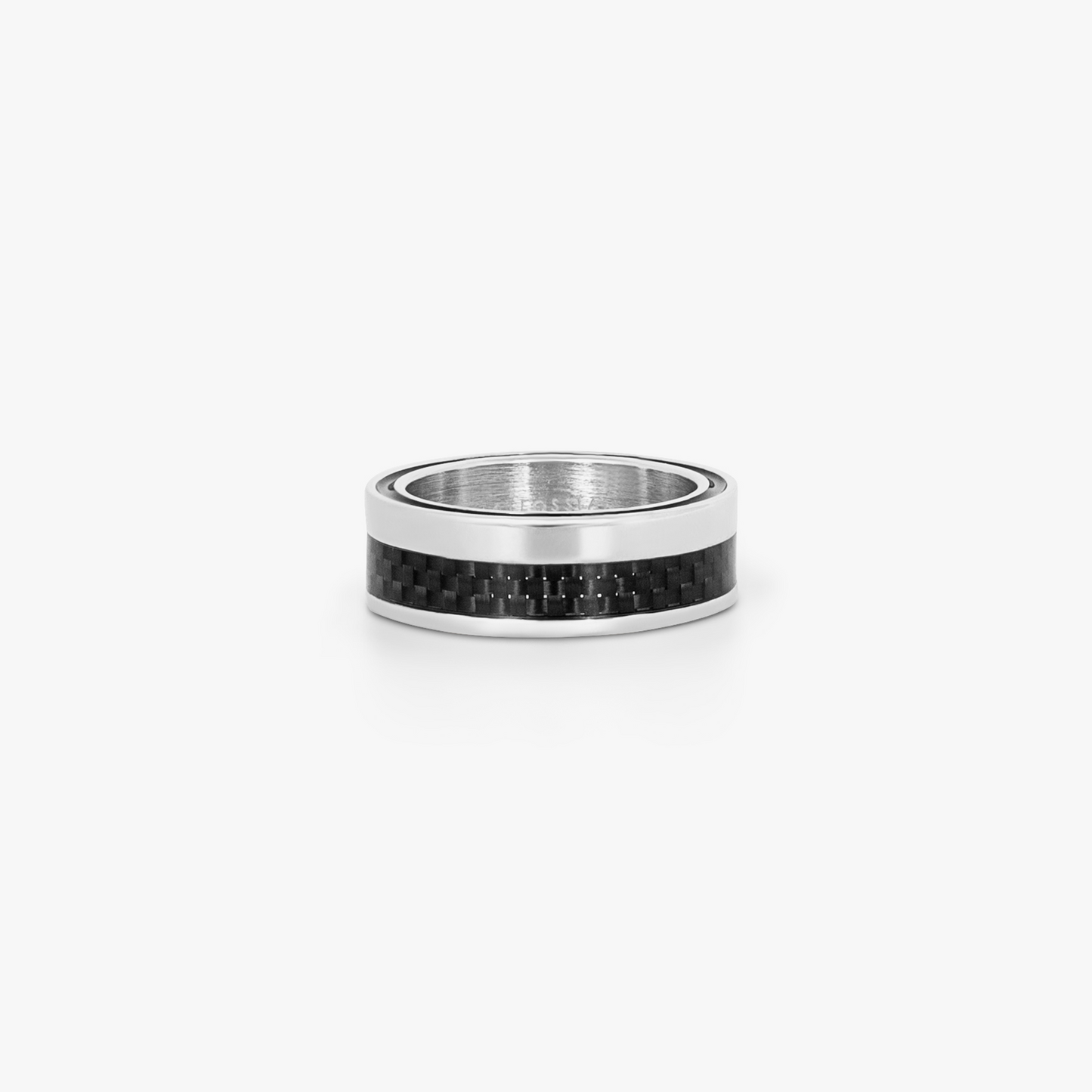 Mezzo Ring in Rhodium Sterling Silver with Black Carbon Fibre