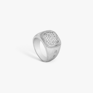 Pave Signet Ring In Silver & Black Spinel