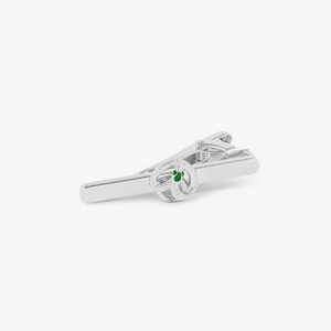 Tateossian Viper Tie Clip In Palladium & Green Enamel