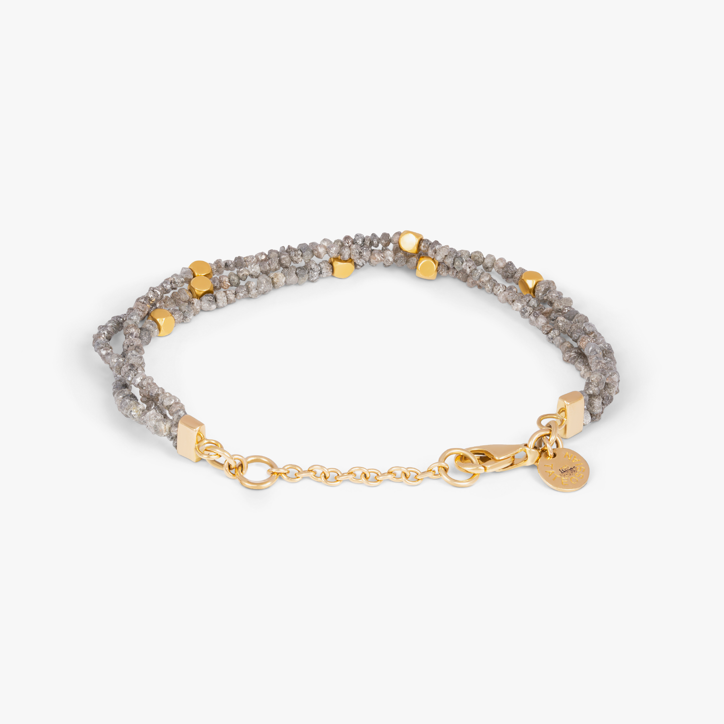 Rough grey diamond bracelet with 18k gold