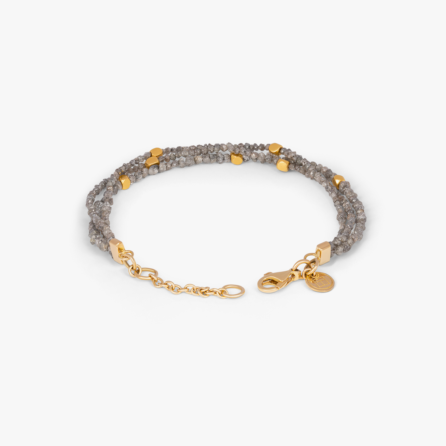 Rough grey diamond bracelet with 18k gold