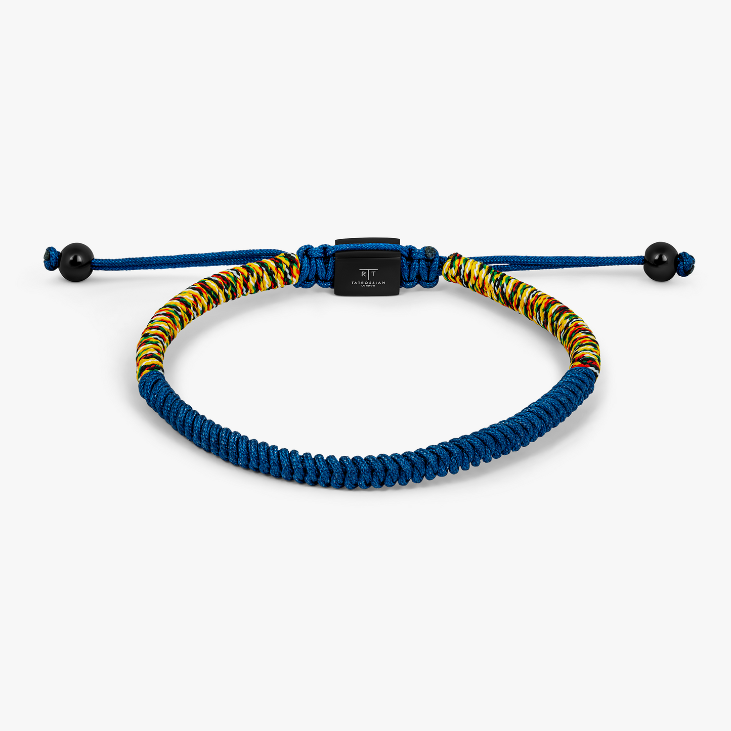 Macrame Pride Bracelet In Blue With IP Black Plated & Stainless Steel