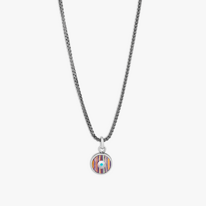 Milos Evil Eye Necklace In Palladium With Multicolour Resin & Pearl