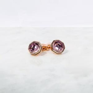 Octagonal Cufflinks In Pink With Rose Gold Plating