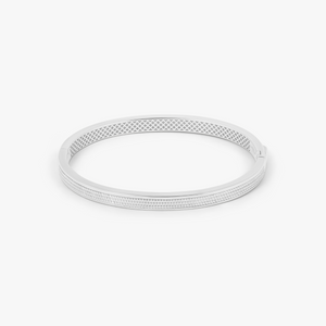 Buckingham Rope Hinge Cuff Bangle in Rhodium Silver