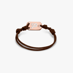 18K rose gold Leo bracelet with brown cord