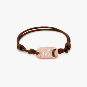 18K rose gold Leo bracelet with brown cord