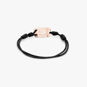 18K rose gold Taurus bracelet with black cord