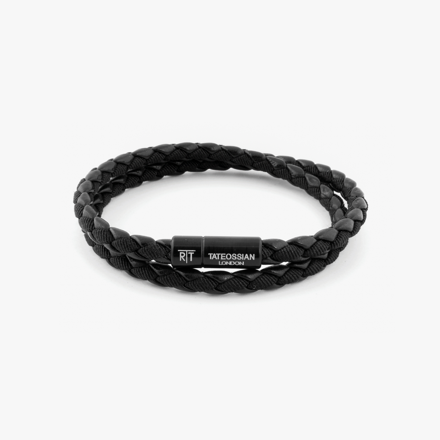 Chelsea Leather Bracelet In Black With Aluminium Clasp