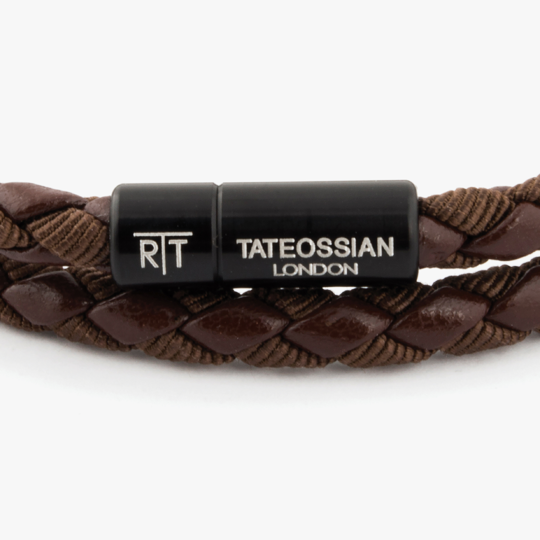 Chelsea bracelet in brown eco-leather with black aluminium (UK) 2