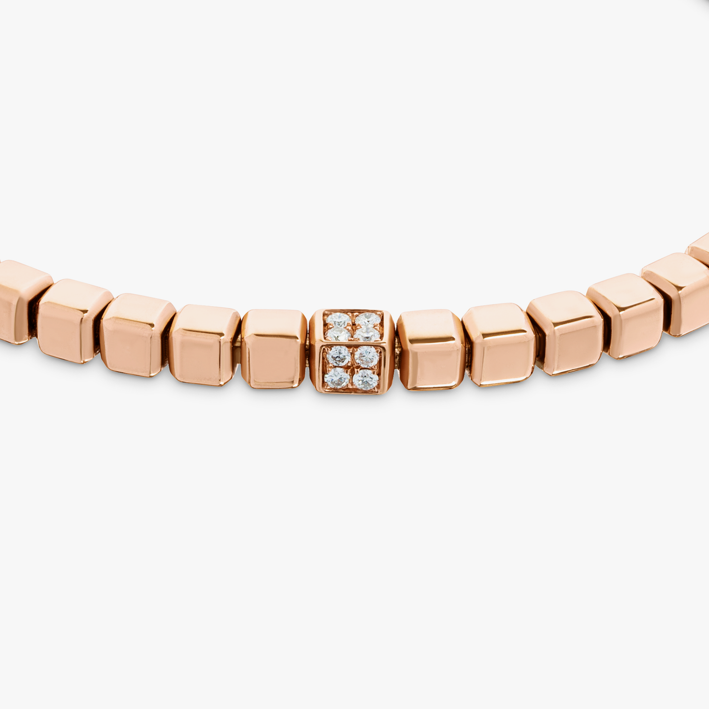 Quadro Cube bracelet with white diamonds and 18k rose gold