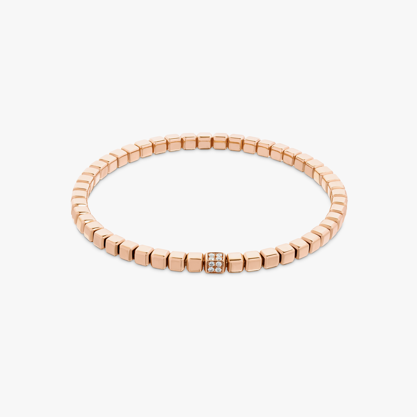 Quadro Cube bracelet with white diamonds and 18k rose gold