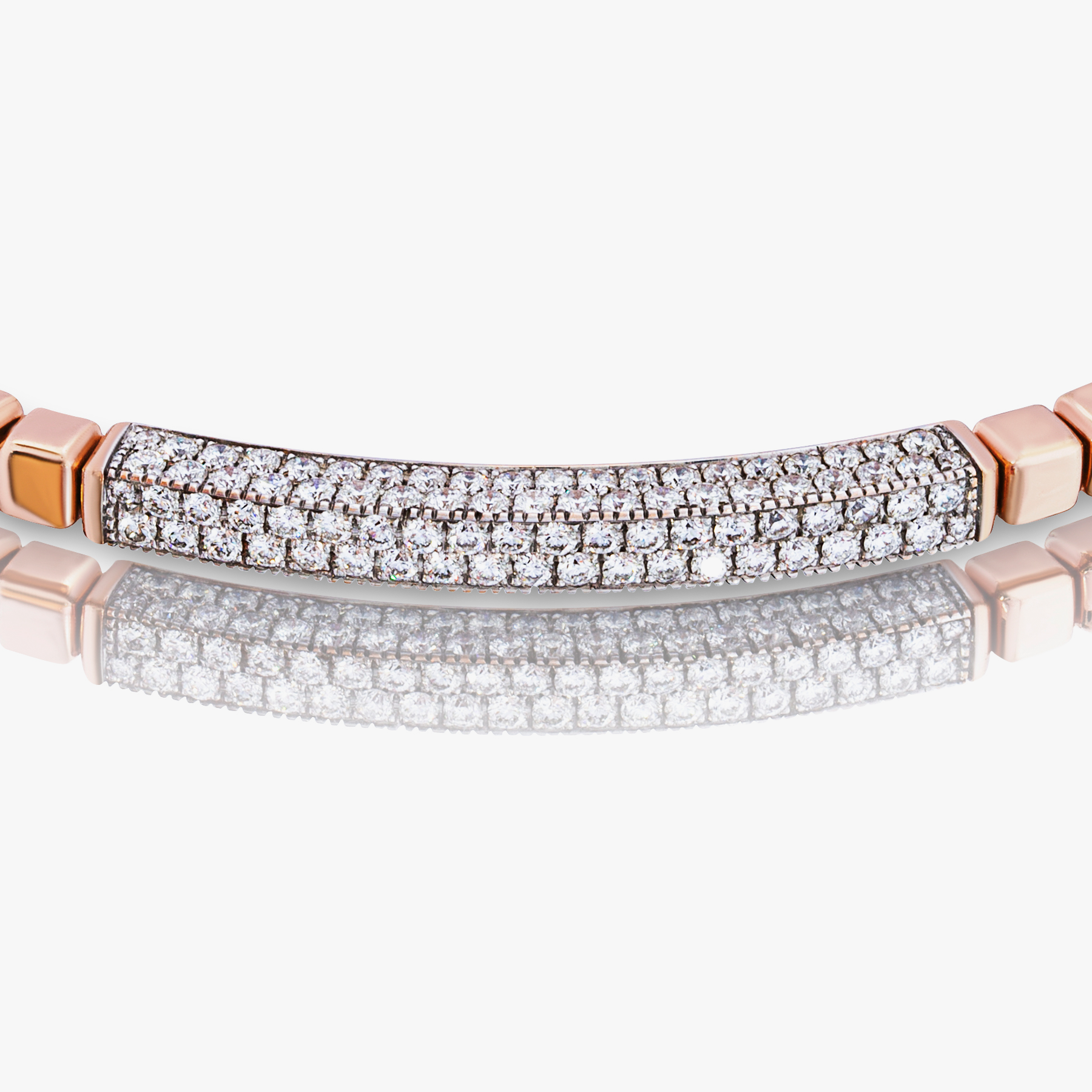 Quadro Multi ID bracelet with white diamonds and 18k rose gold (UK) 4