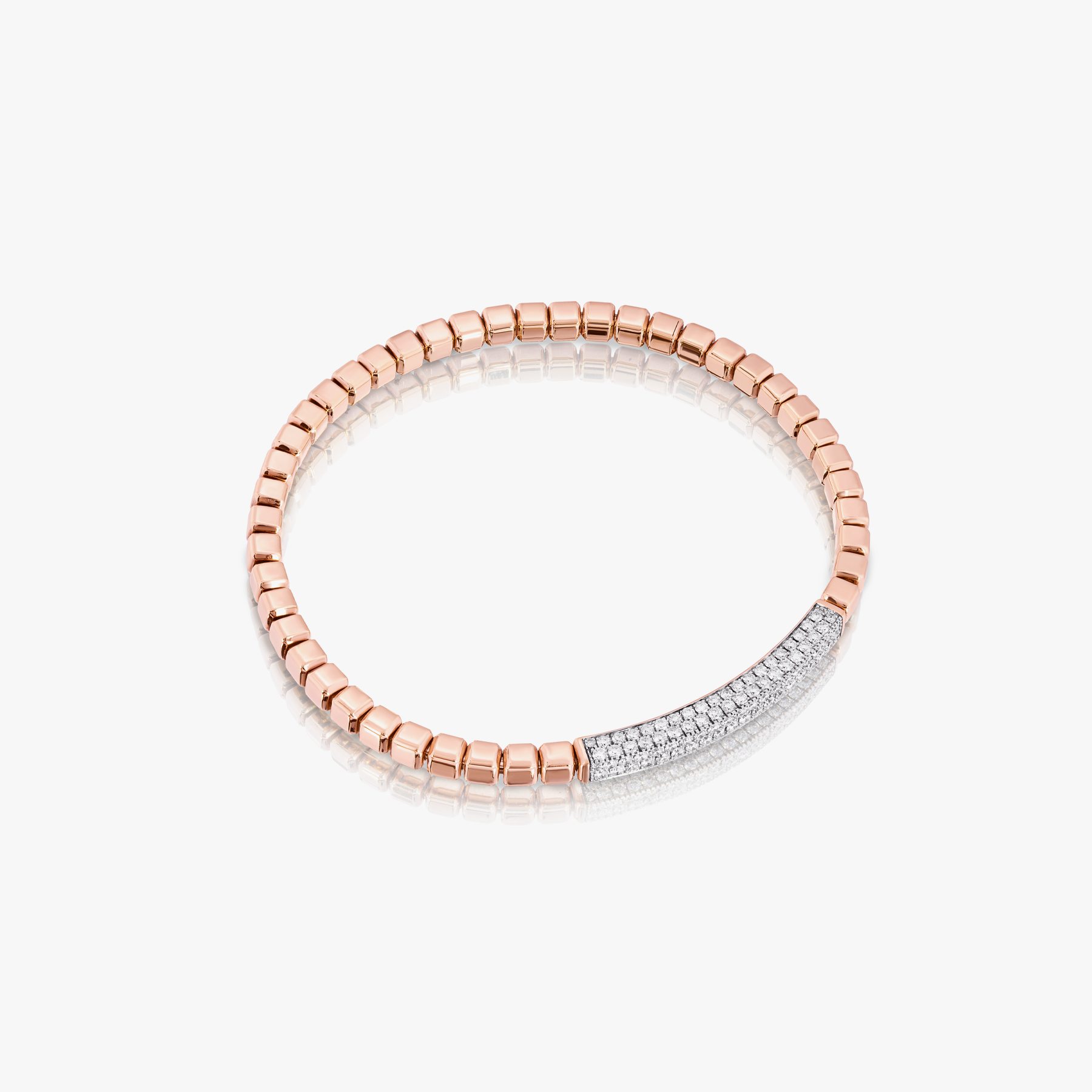 Quadro Multi ID bracelet with white diamonds and 18k rose gold (UK) 2