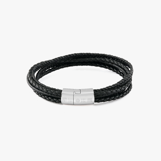 Cobra Multi-Strand Leather Bracelet In Black