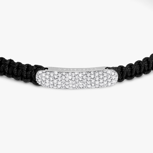 Diamond Baton bracelet in black macramé and sterling silver
