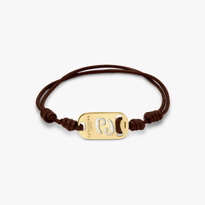 18K gold Cancer bracelet with brown cord